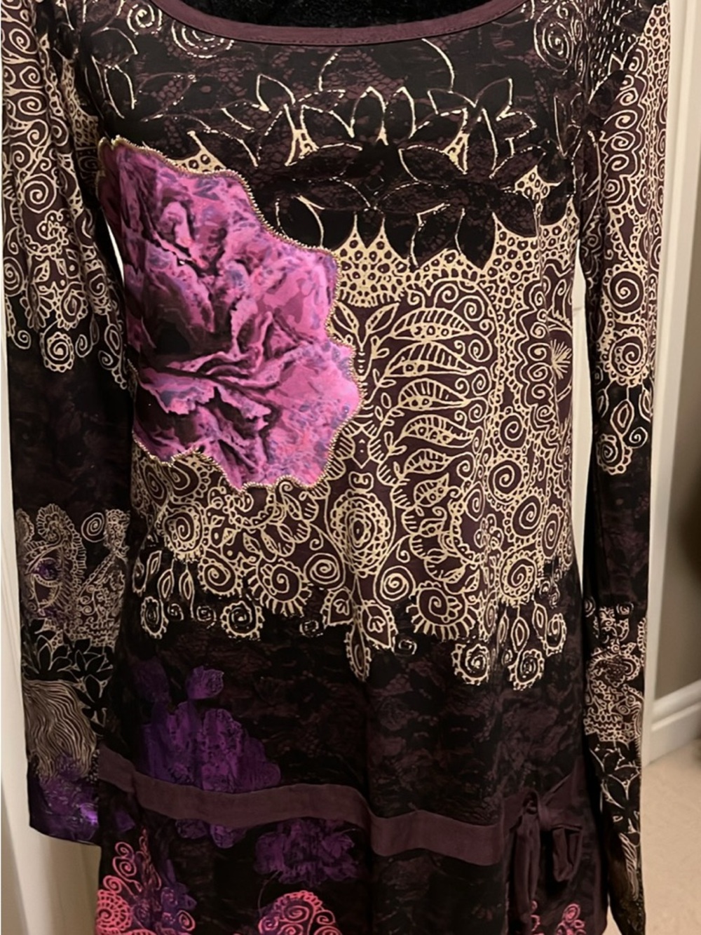 Desigual Black and Purple Floral Graphic Top
